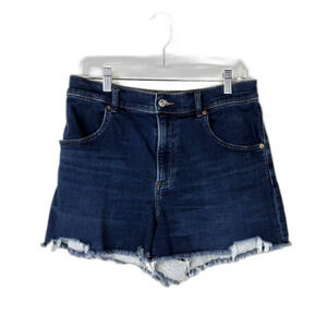 Express Mom Shorts Super High Rise Cutoff Hem Sz 8 Dark Wash Denim Summer Travel